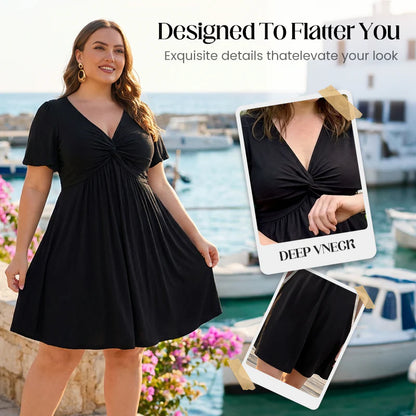 Women's Twist-Front V-Neck Dress