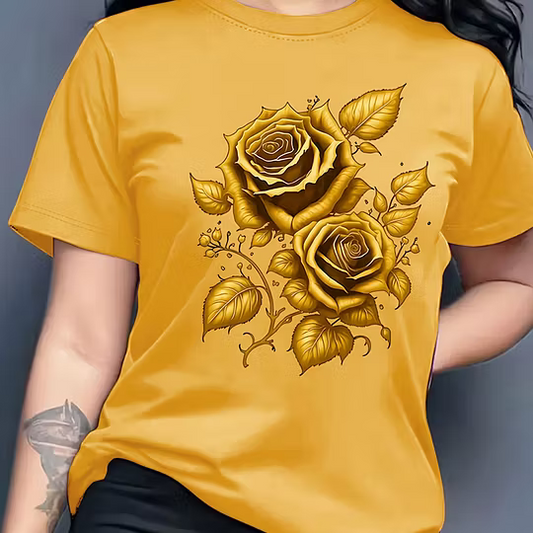 Rose Print Short-Sleeve T-Shirt