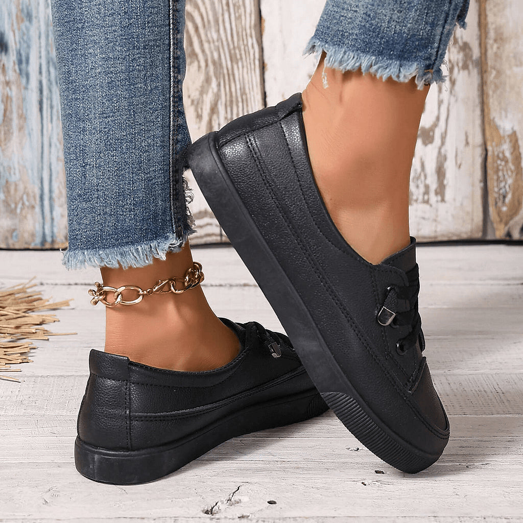 Women’s White Lace-Up Flat Shoes