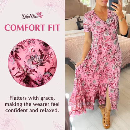 👗 Dress with floral print and V-neckline
