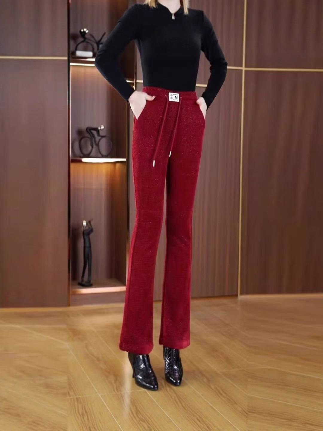 Women’s Fleece Lined Elastic Waist Casual Trousers