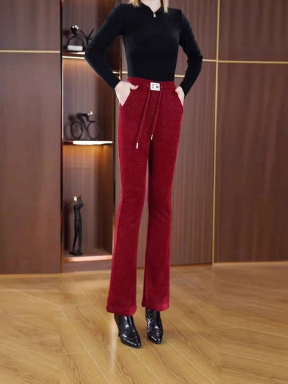 Women’s Fleece Lined Elastic Waist Casual Trousers