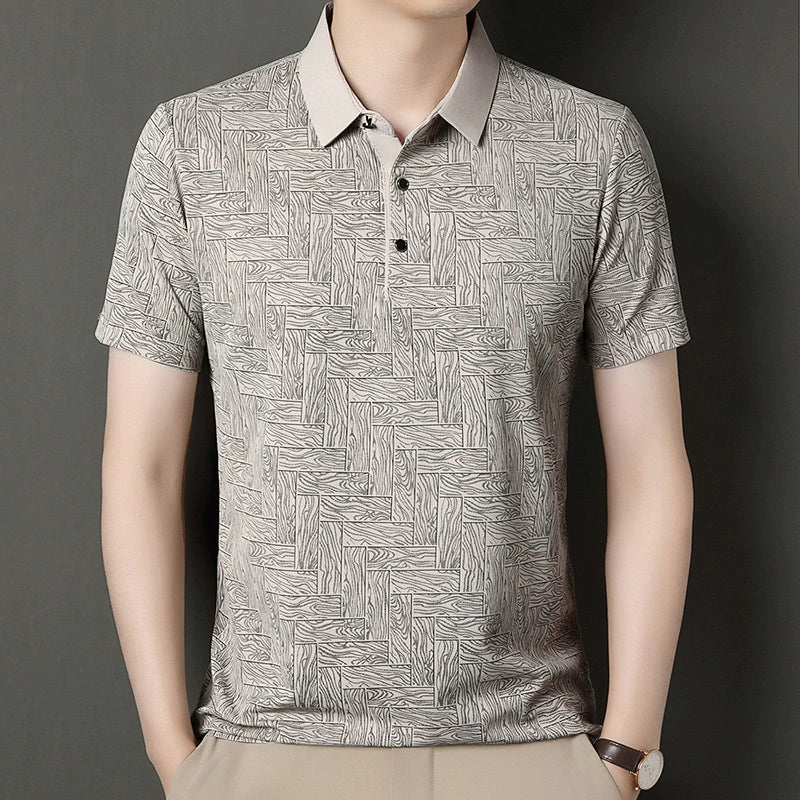 Men’s Breathable Patterned Polo Shirt