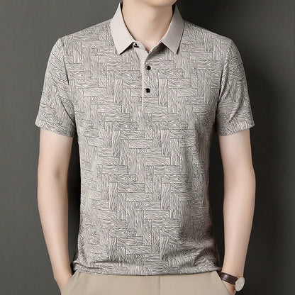 Men’s Breathable Patterned Polo Shirt