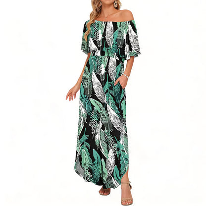 Women's Ruffle Off Shoulder Maxi Dress