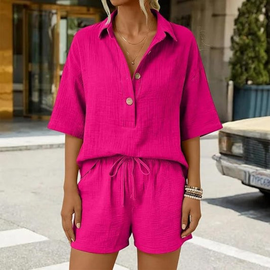 Women’s Textured Shirt and Shorts Set