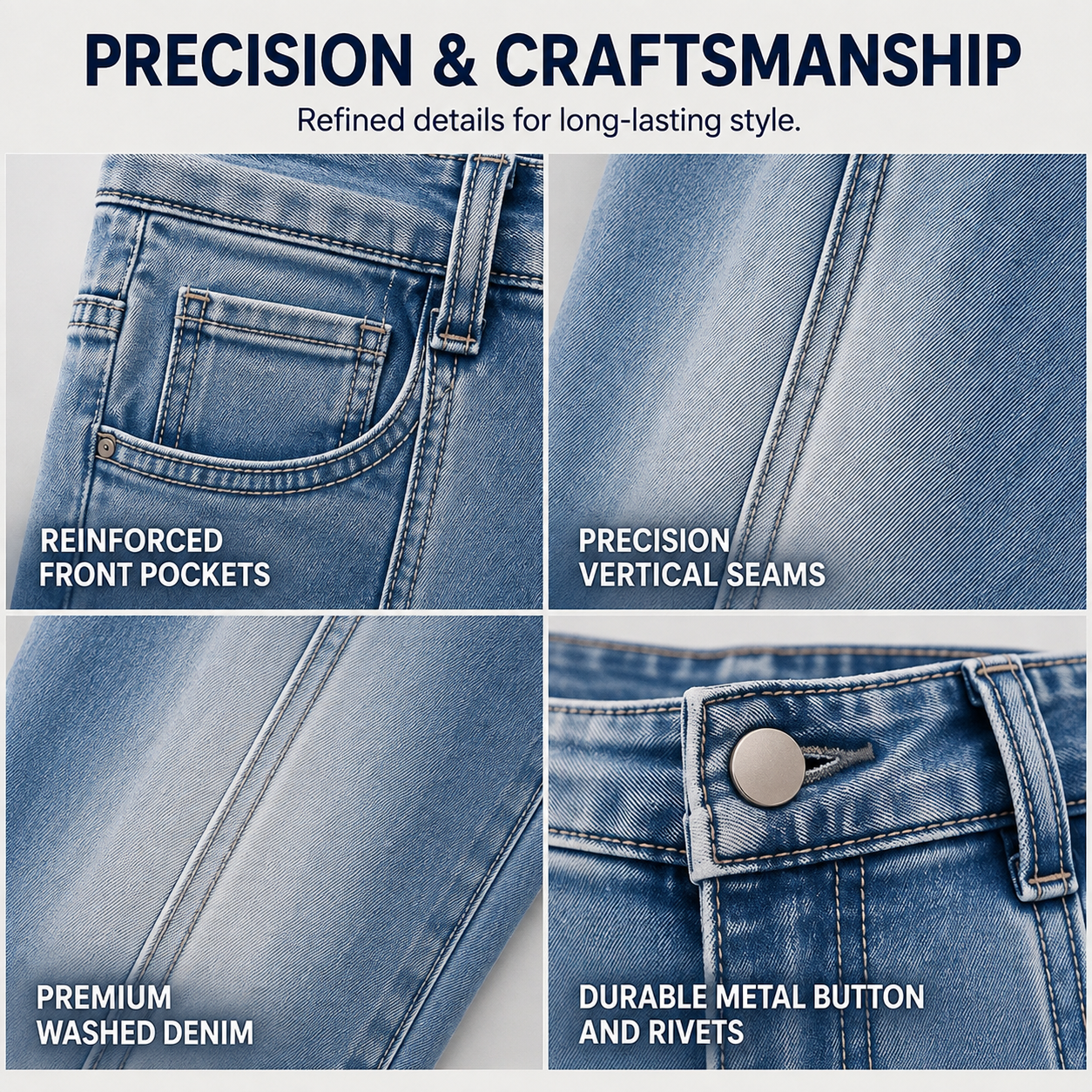 Women's High Waist Vertical Seam Skinny Jeans