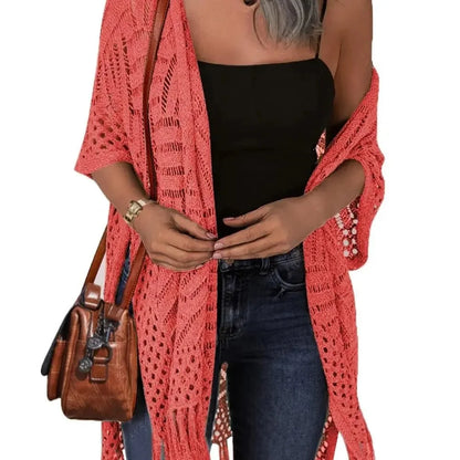 Women’s Crochet Tassel Kimono Cardigan
