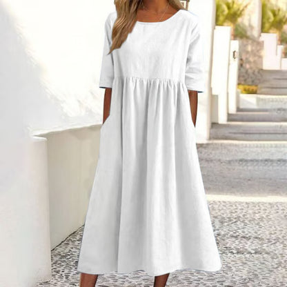 Women’s Relaxed Cotton-Linen Pocket Dress