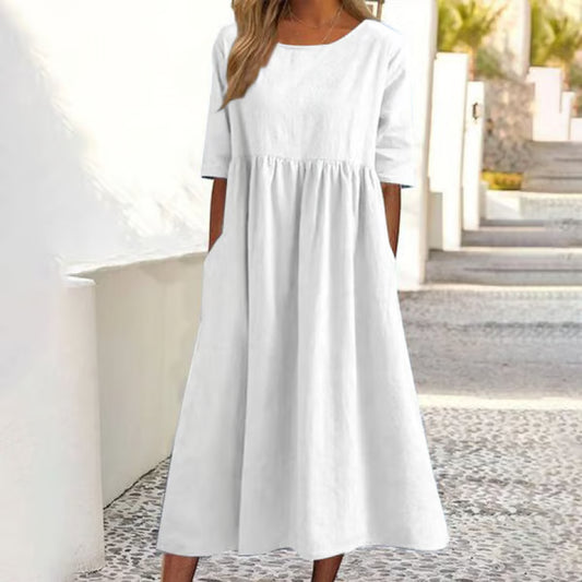 Women’s Relaxed Cotton-Linen Pocket Dress