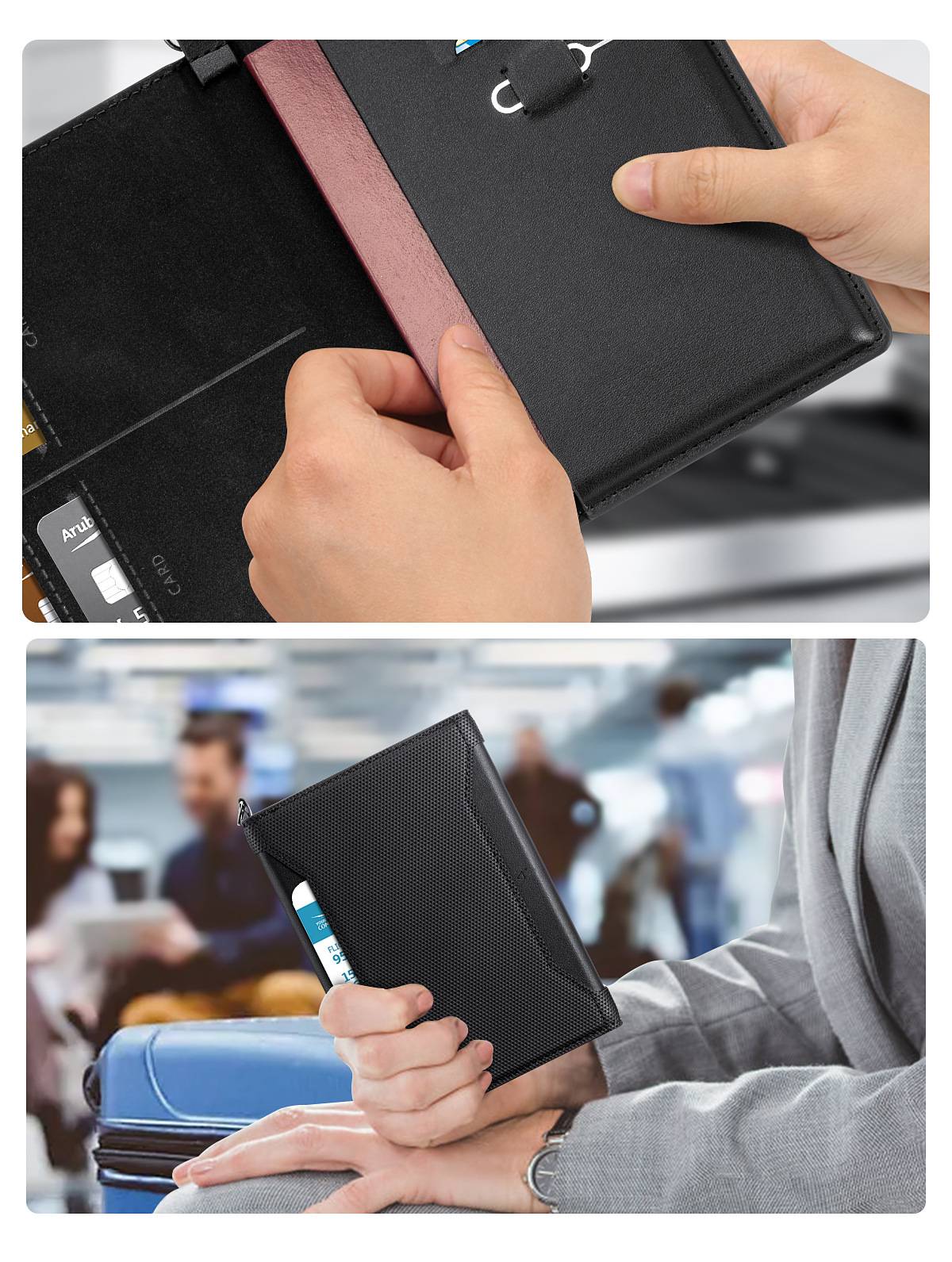 RFID Travel Passport & Document Organizer Wallet