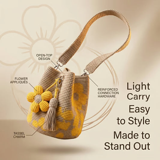 Women's Handmade Crochet Flower Shoulder Bag