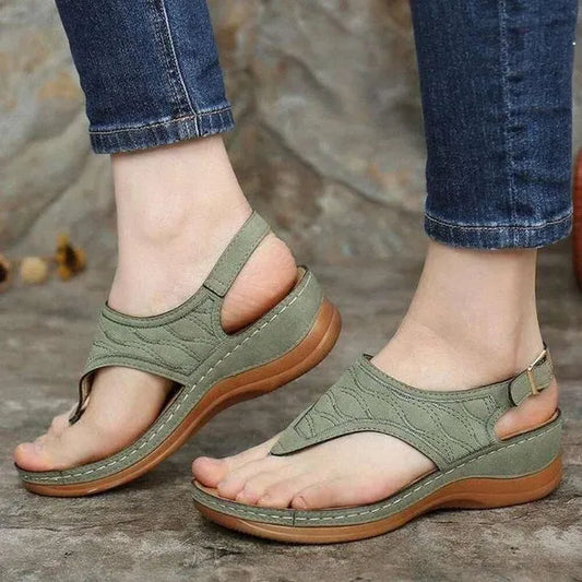 Embroidered Wedge Sandals