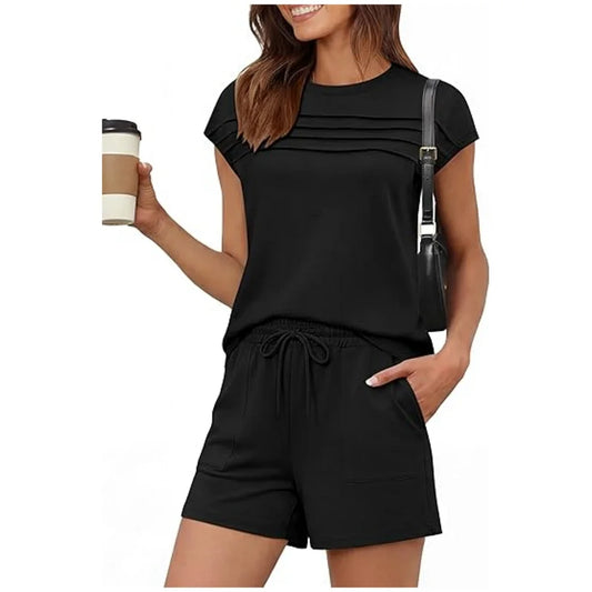 Women’s Round Neck Top & Drawstring Lounge Set (Short or Long)