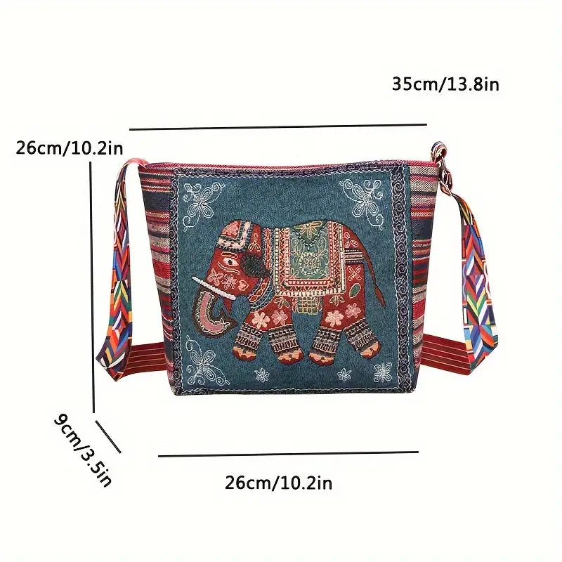 Embroidered Vintage-Style Shoulder Bag