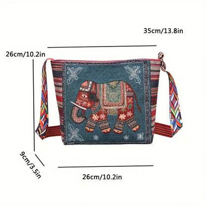 Embroidered Vintage-Style Shoulder Bag