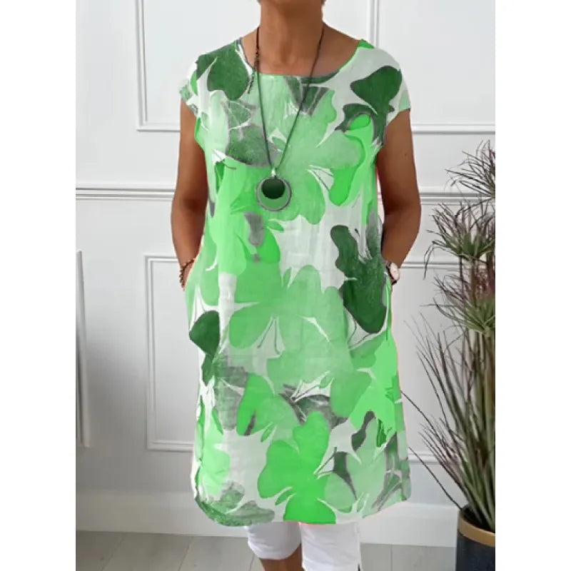 Women's Sleeveless Printed Knee-Length Dress
