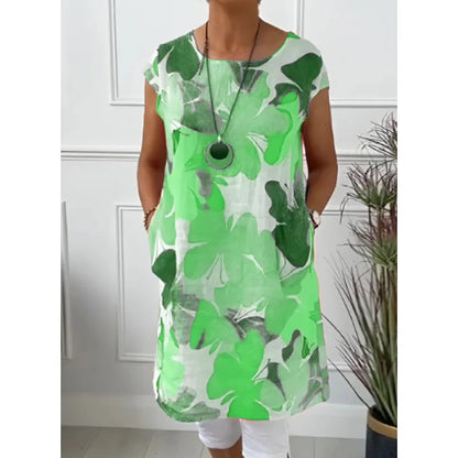 Women's Sleeveless Printed Knee-Length Dress