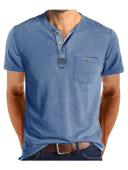 Men’s Short Sleeve Henley T-Shirt with Chest Pocket