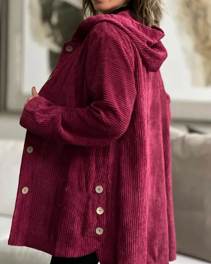Women's Casual Corduroy Hooded Jacket
