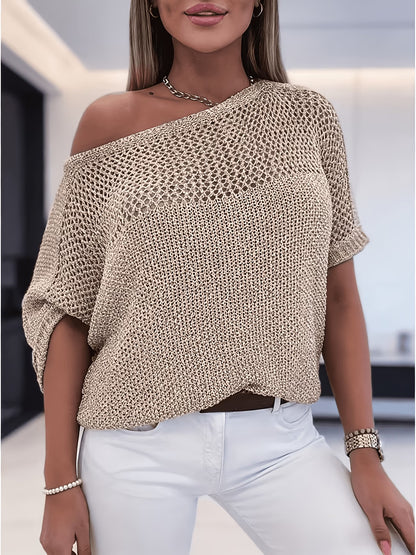 Women's Casual Hollow Short-Sleeve Top