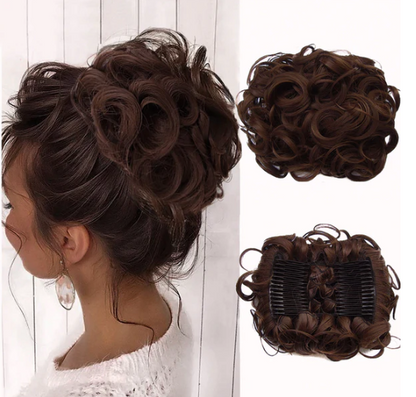 Women’s Messy Curly Bun Hair Extension Scrunchie