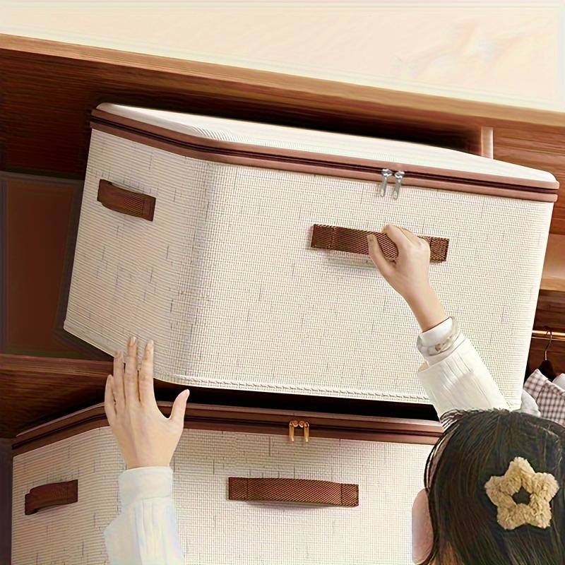Large Foldable Fabric Storage Box with Lid and Carry Handles