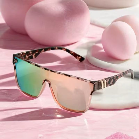 Pink Gradient Cat-Eye Sunglasses -pard Print & UV400 Protection Leo