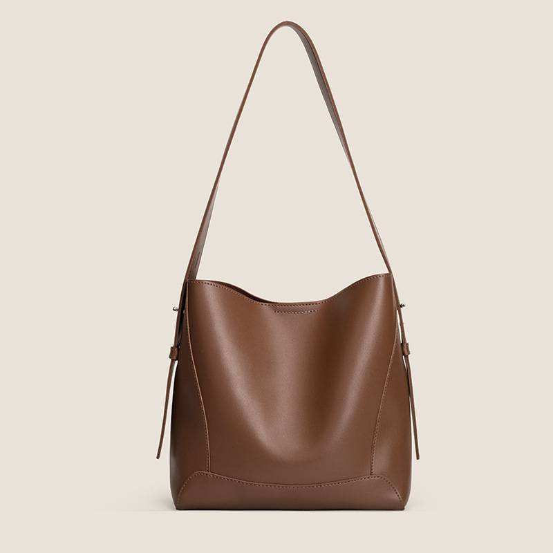 Women's Large Leather-Look Bucket Bag