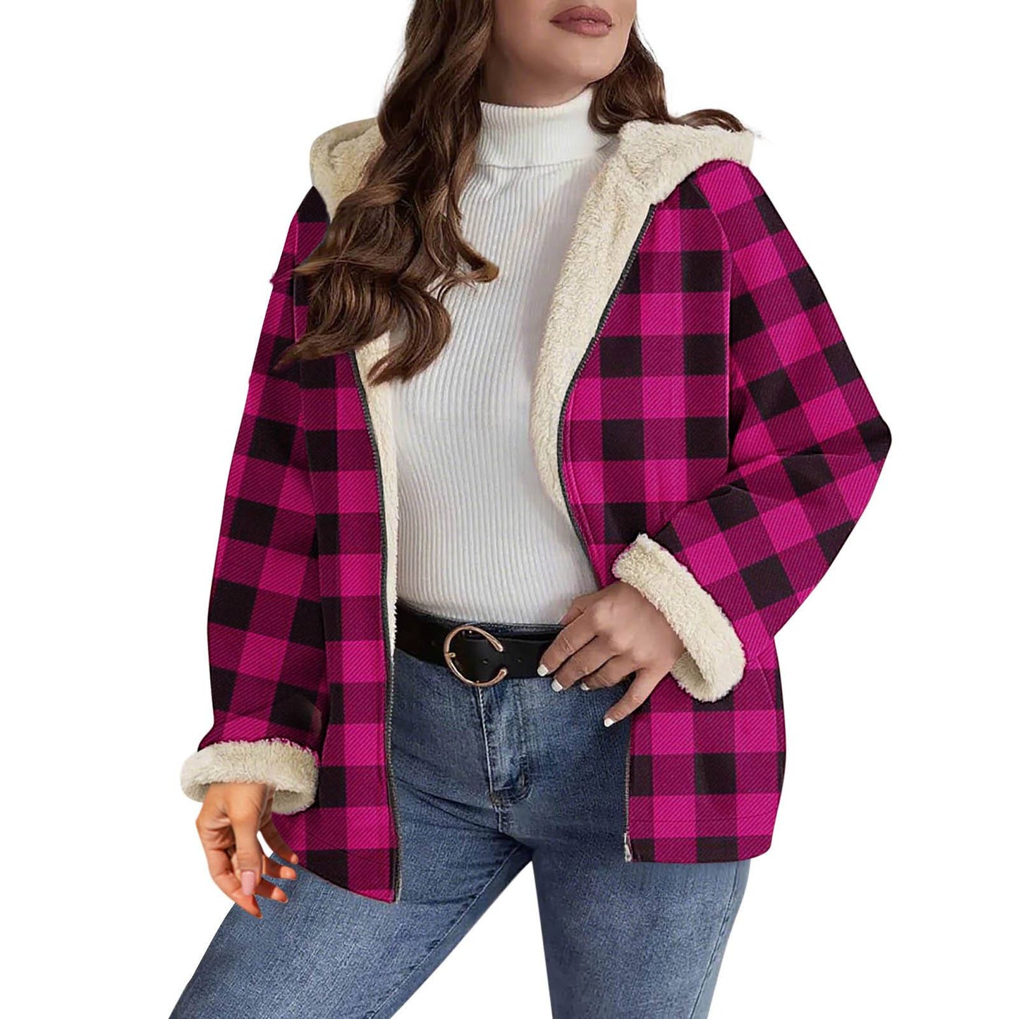 Women’s Norvina Sherpa-Lined Plaid Hooded Jacket