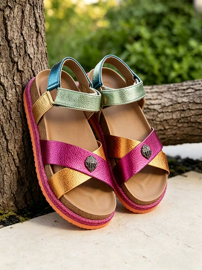 Women's Colour-Block Crossover Sandals