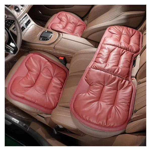 Soft Leather Car Seat Cushion Set with Anti Slip Silicone Backing