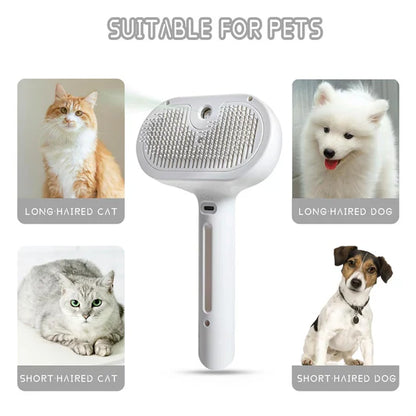 Pet Steam Grooming Brush with Built In Spray Tank