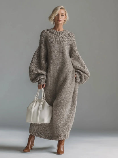 Women’s Relaxed Knit Maxi Dress with Elegant Drape