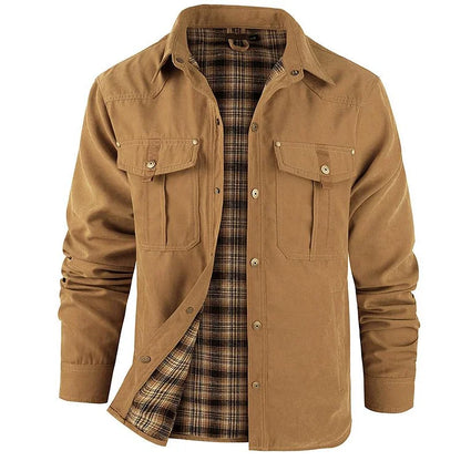 Men’s Flannel-Lined Workwear Shacket Jacket