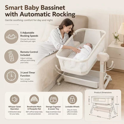 Automatic Rocking Bedside Baby Bassinet