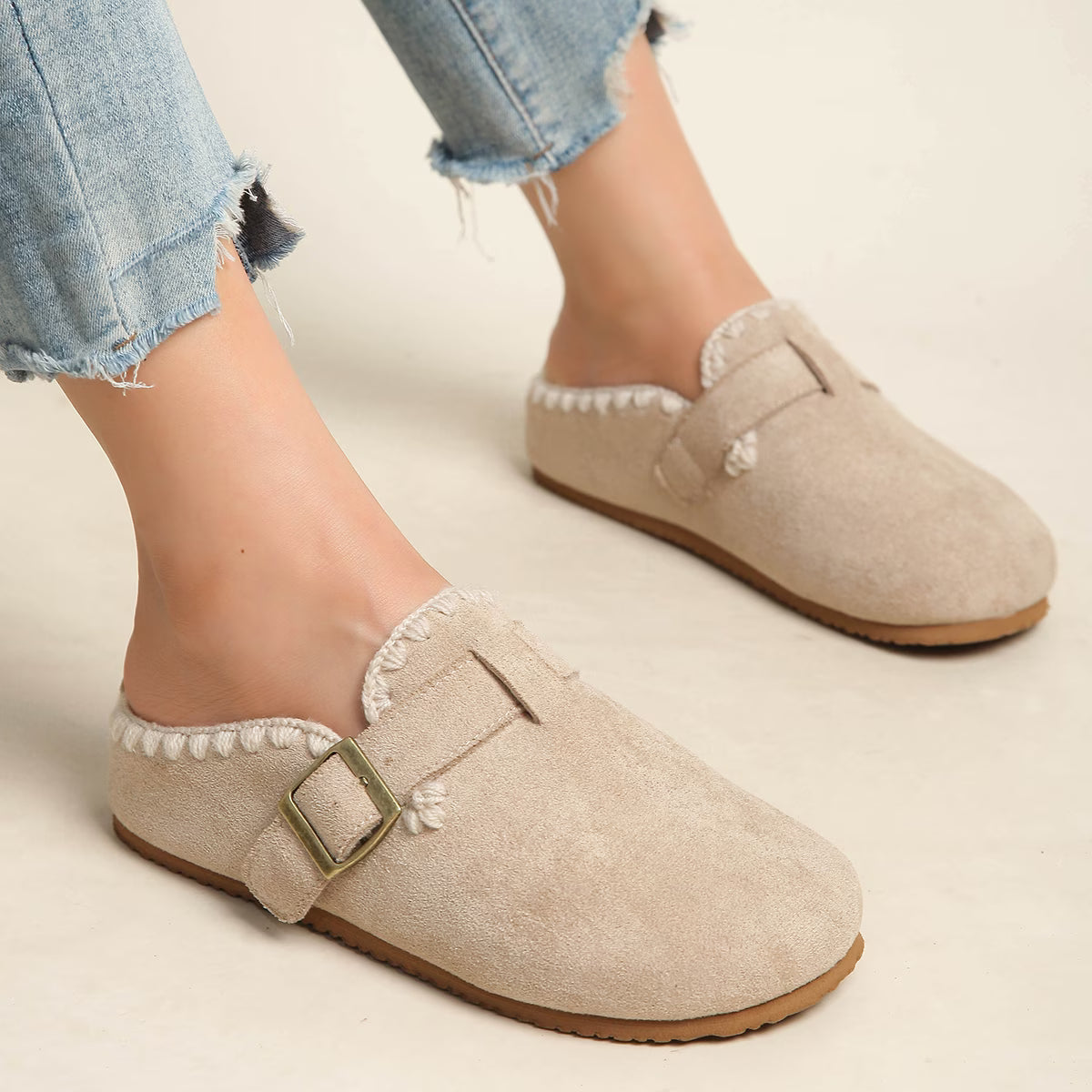 Women's Plush Lined Round Toe Mules