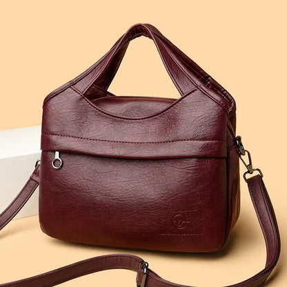 Women’s Multi-Pocket PU Shoulder Bag with Adjustable Strap