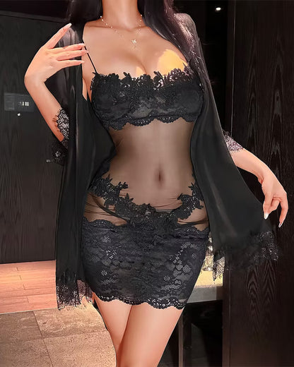 Women’s Lace Mesh Pyjama Set