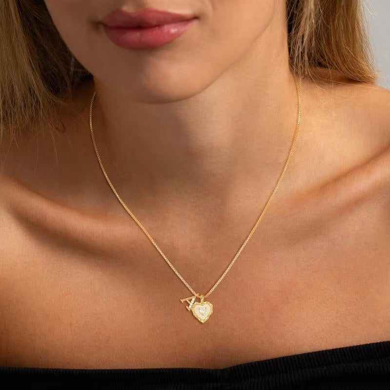 Women's Personalised Heart Initial Necklace