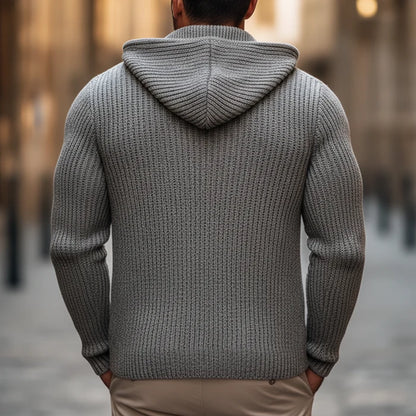 Men’s Hooded Zip-Up Knitted Cardigan