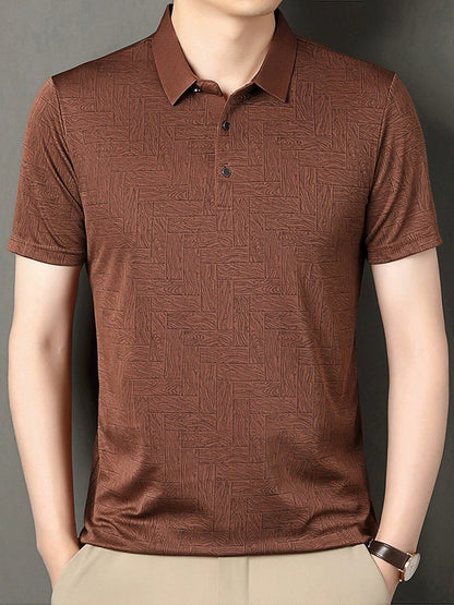 Men’s Breathable Patterned Polo Shirt