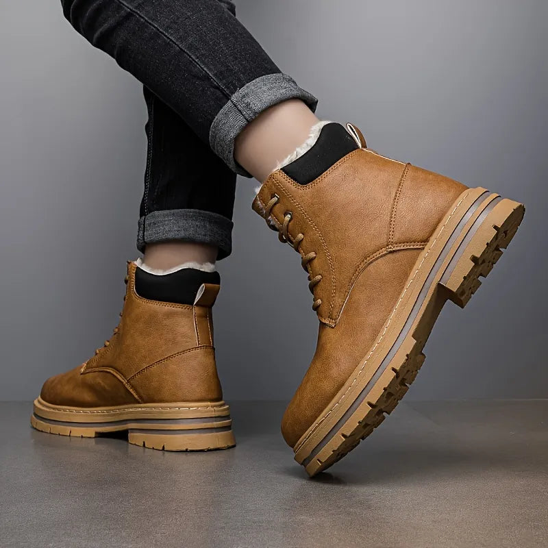 Men’s Insulated Leather-Look High-Top Winter Boots