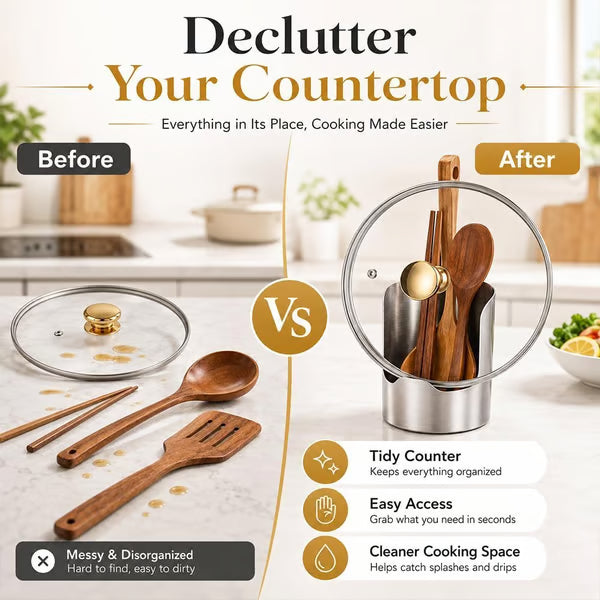 Stainless Steel Utensil and Pot Lid Organiser
