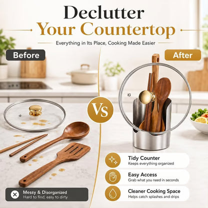 Stainless Steel Utensil and Pot Lid Organiser
