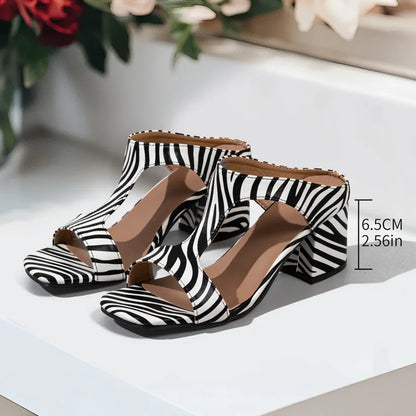Women's Fashion Chunky Heel Leather-Look Comfort Sandals