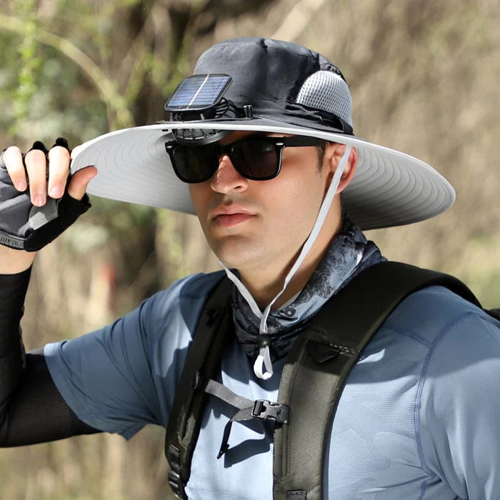 Solar Fan Wide-Brim Hat