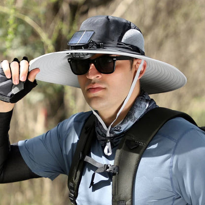 Solar Fan Wide-Brim Hat