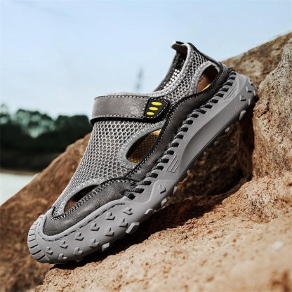 Men’s Breathable Mesh Leather-Look Comfort Walking Shoes