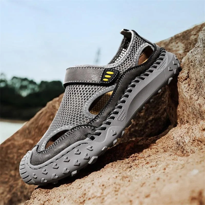 Men's Leather-Look Breathable Mesh Sandals